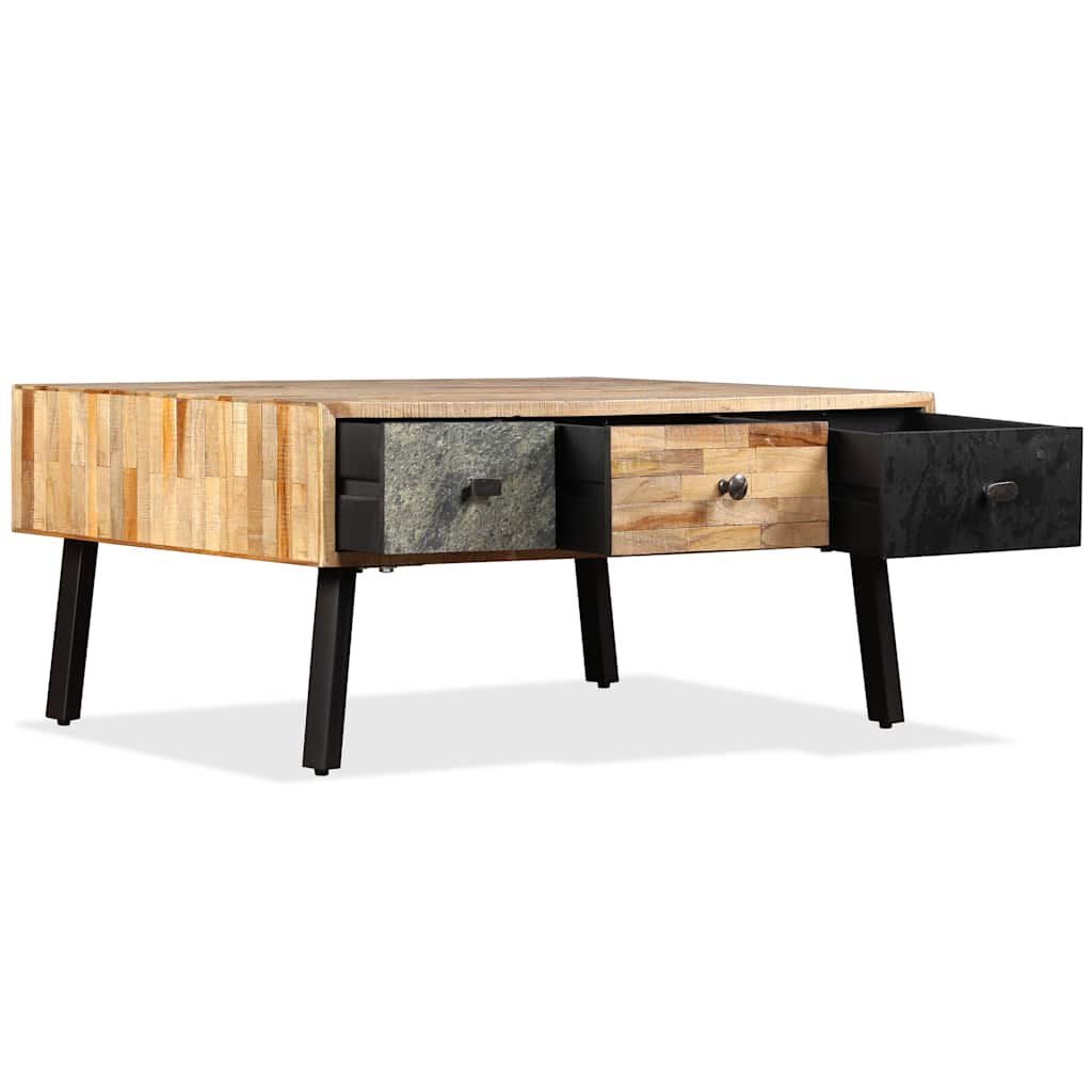 Mesa De Centro De Teca Maciza Reciclada 90X65X40 Cm