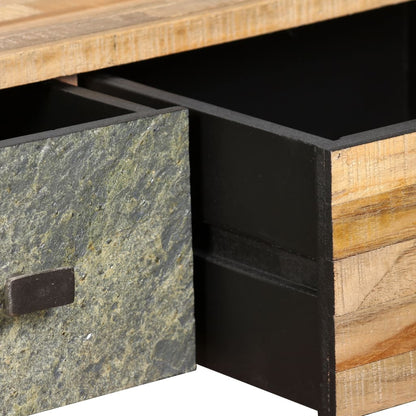 Mesa De Centro De Teca Maciza Reciclada 90X65X40 Cm