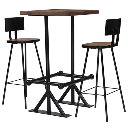 Juego De Mesa Alta Y Taburetes 3 Piezas Madera Maciza Reciclada