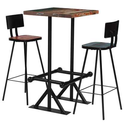 Set De Muebles De Bar 5 Pzas Madera Maciza Reciclada Multicolor