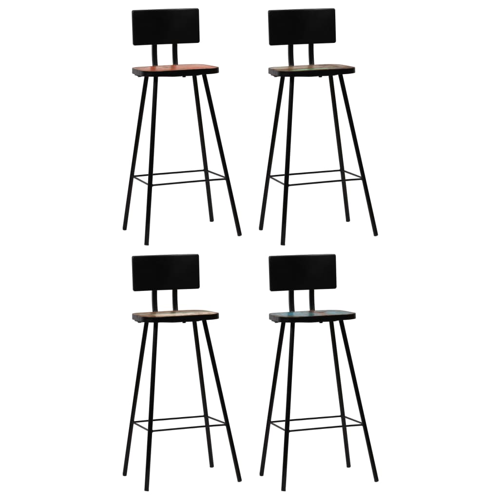 Set De Muebles De Bar 5 Pzas Madera Maciza Reciclada Multicolor