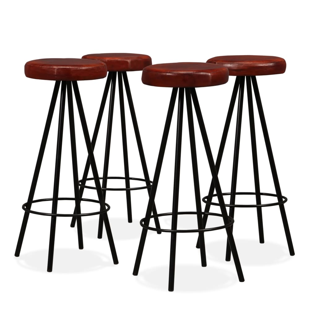 Taburetes De Barra De Cocina 4 Unidades Cuero Auténtico