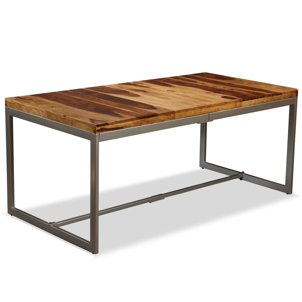Mesa De Comedor De Madera Maciza De Acacia Y Acero 180 Cm