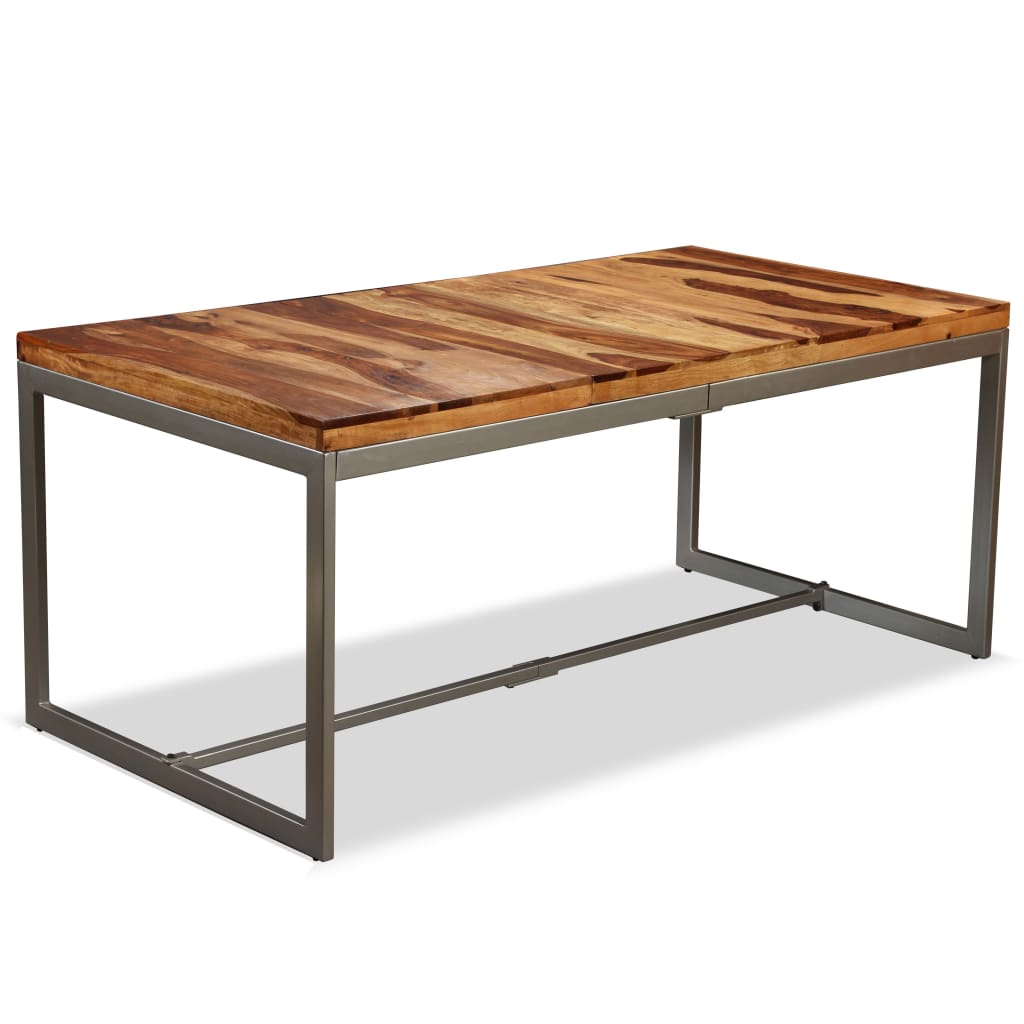 Mesa De Comedor De Madera Maciza De Acacia Y Acero 180 Cm