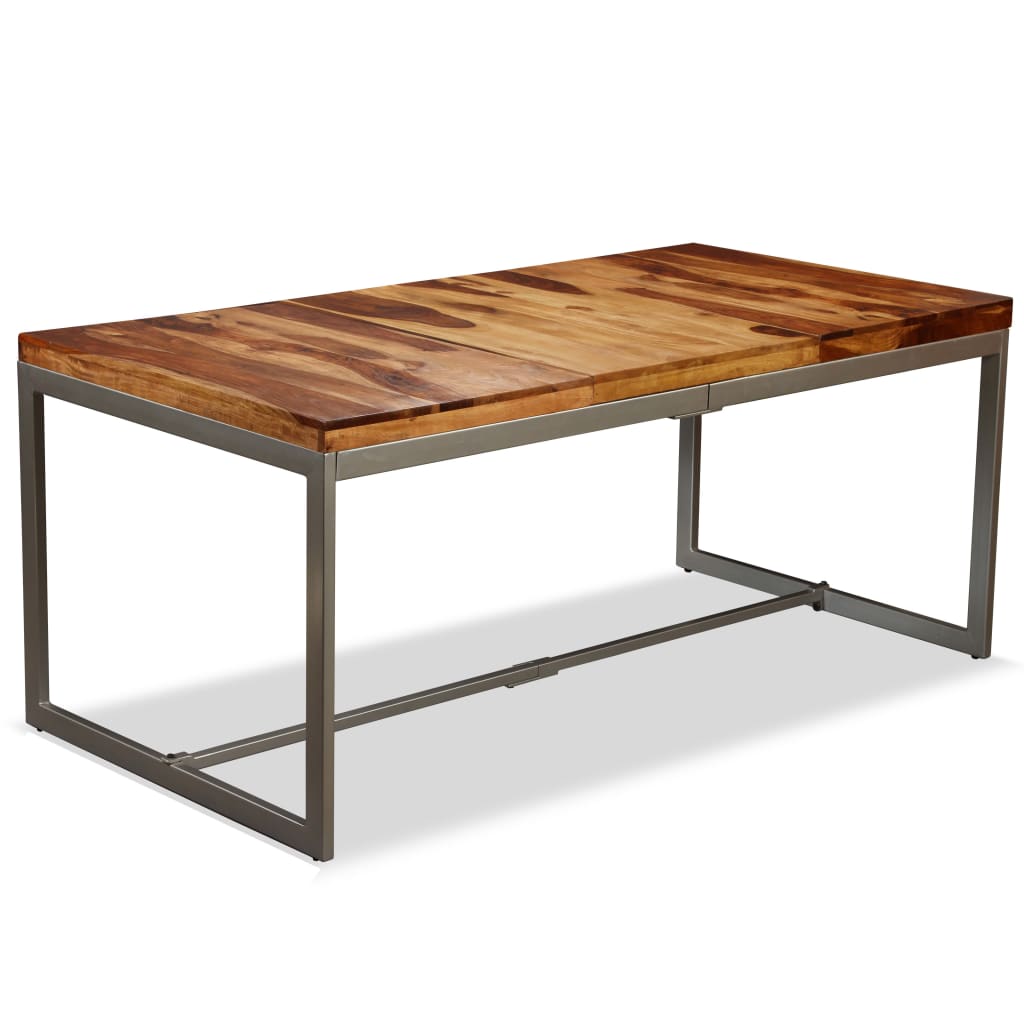 Mesa De Comedor De Madera Maciza De Acacia Y Acero 180 Cm