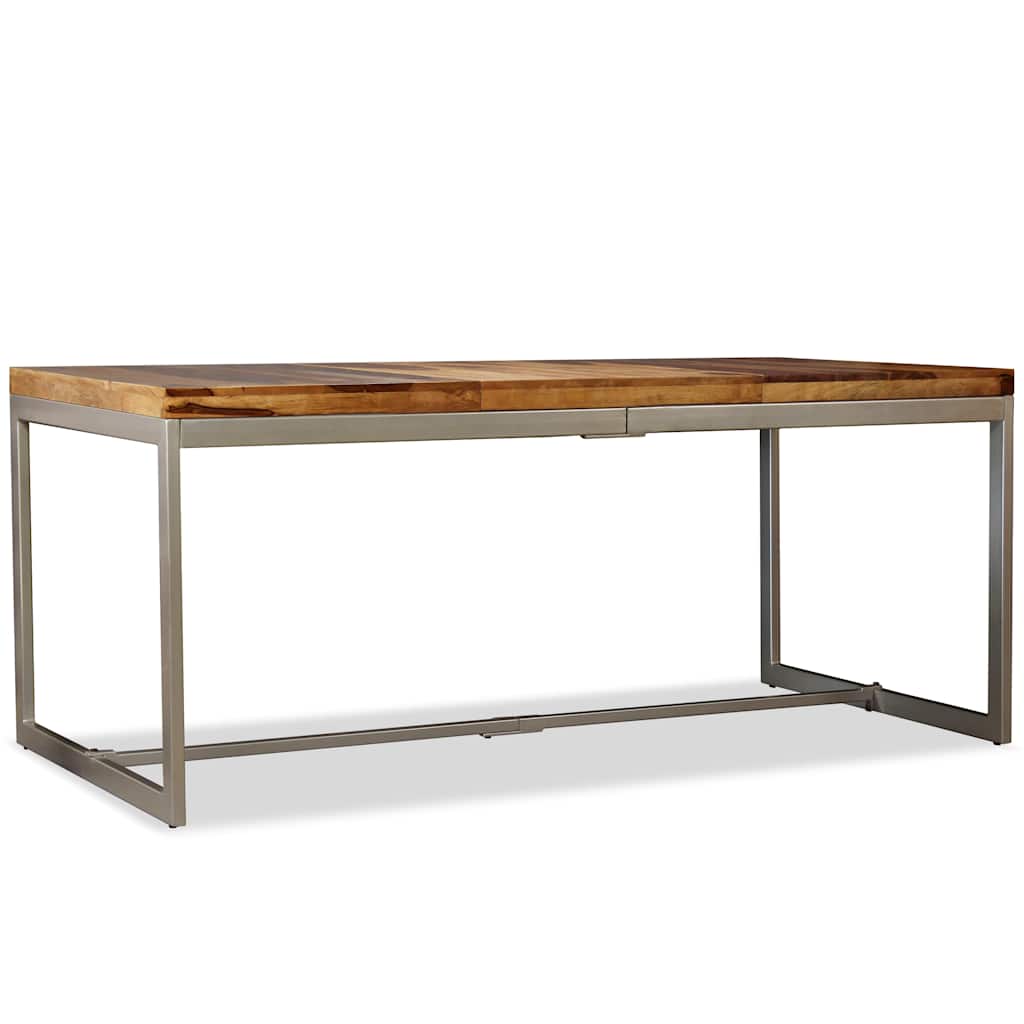 Mesa De Comedor De Madera Maciza De Acacia Y Acero 180 Cm