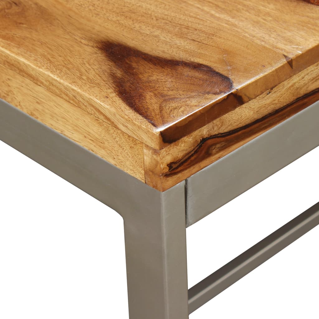 Mesa De Comedor De Madera Maciza De Acacia Y Acero 180 Cm
