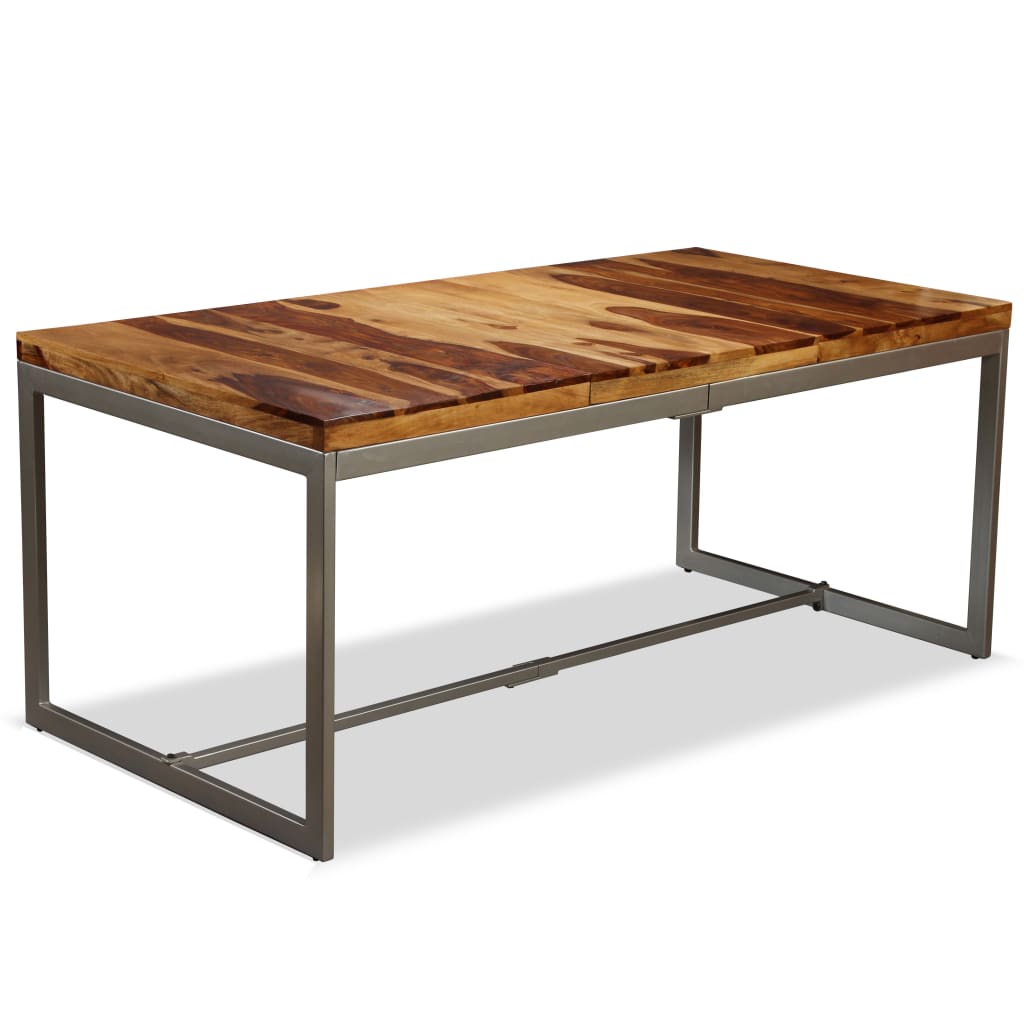 Mesa De Comedor De Madera Maciza De Acacia Y Acero 180 Cm