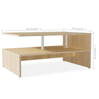 Mesa De Centro De Madera De Ingeniería Blanca 90X59X42 Cm
