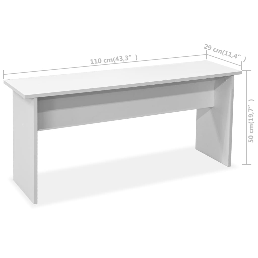 Mesa De Comedor Y Bancos 3 Piezas Madera Contrachapada Blanca