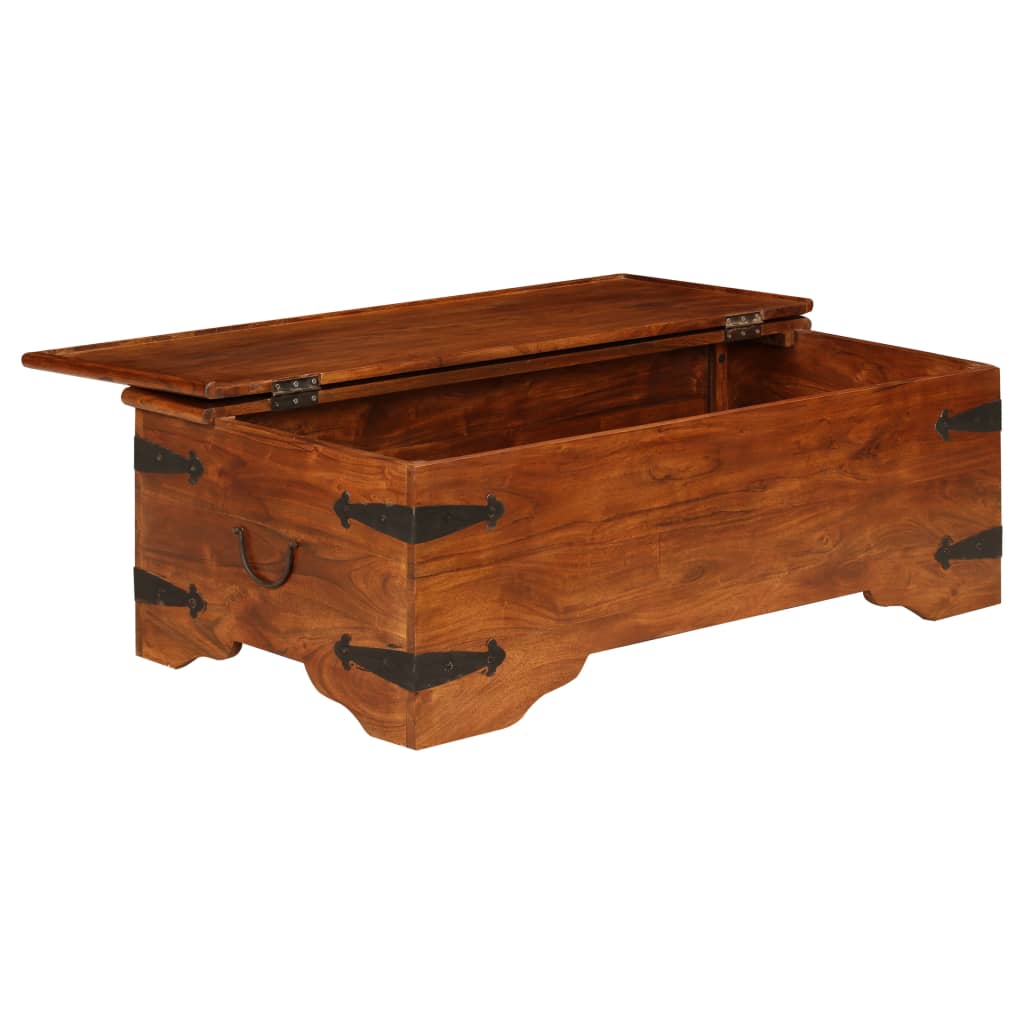 Mesa De Centro Madera Maciza Acacia Acabado Miel