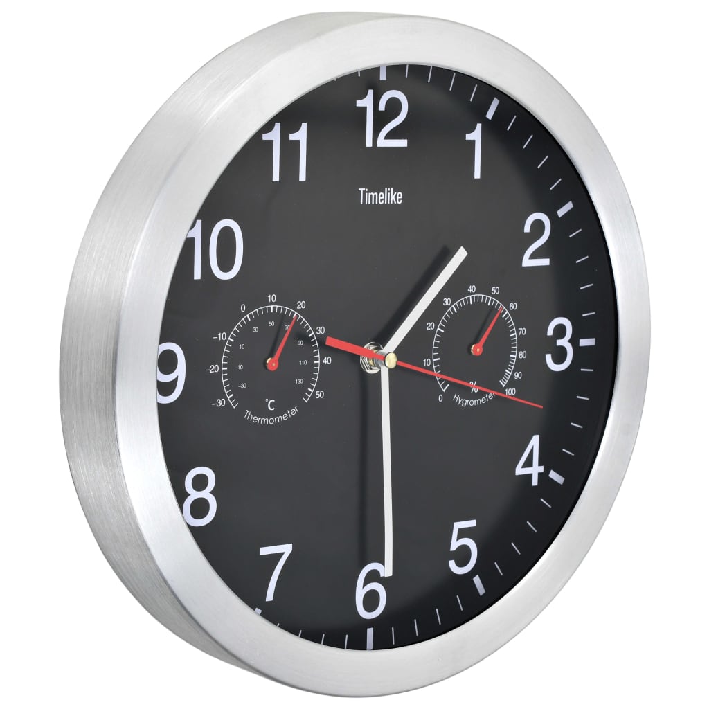 Reloj De Pared De Cuarzo Higrómetro Y Termómetro 30 Cm