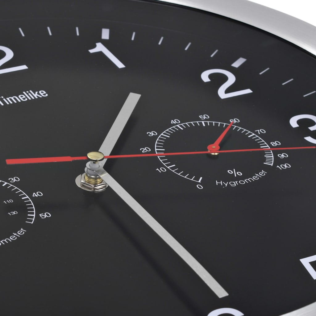 Reloj De Pared De Cuarzo Higrómetro Y Termómetro 30 Cm