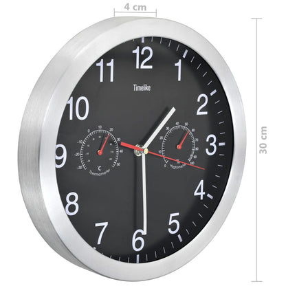 Reloj De Pared De Cuarzo Higrómetro Y Termómetro 30 Cm
