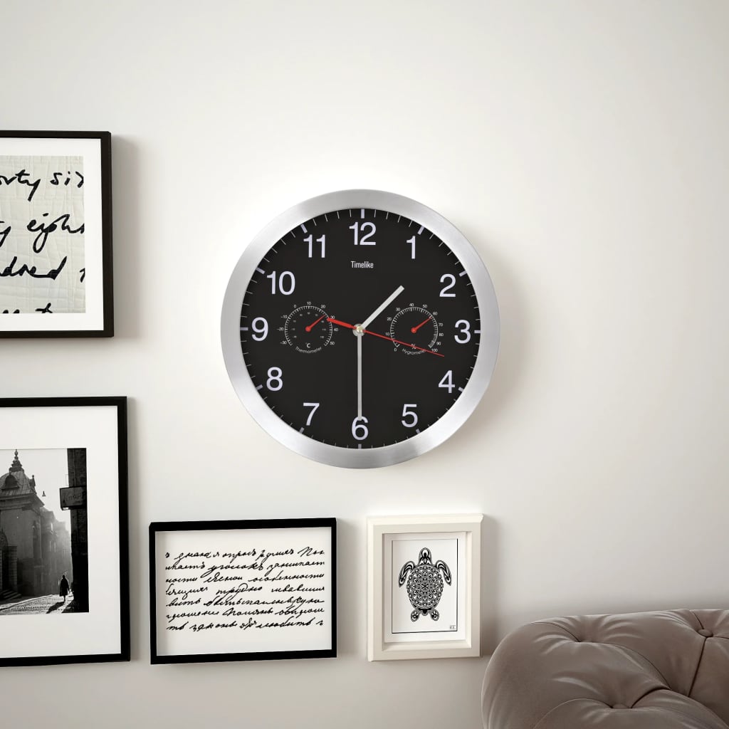Reloj De Pared De Cuarzo Higrómetro Y Termómetro 30 Cm
