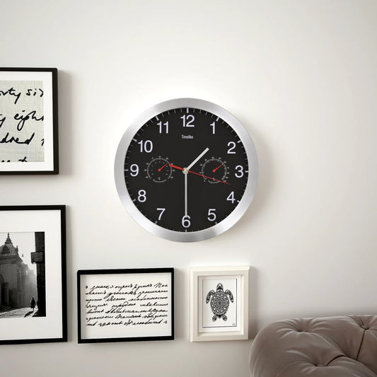 Reloj De Pared De Cuarzo Higrómetro Y Termómetro 30 Cm