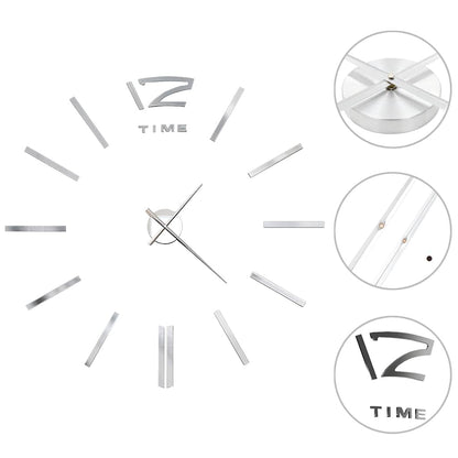 Reloj De Pared 3D Con Diseño Moderno 100 Cm Xxl Plateado