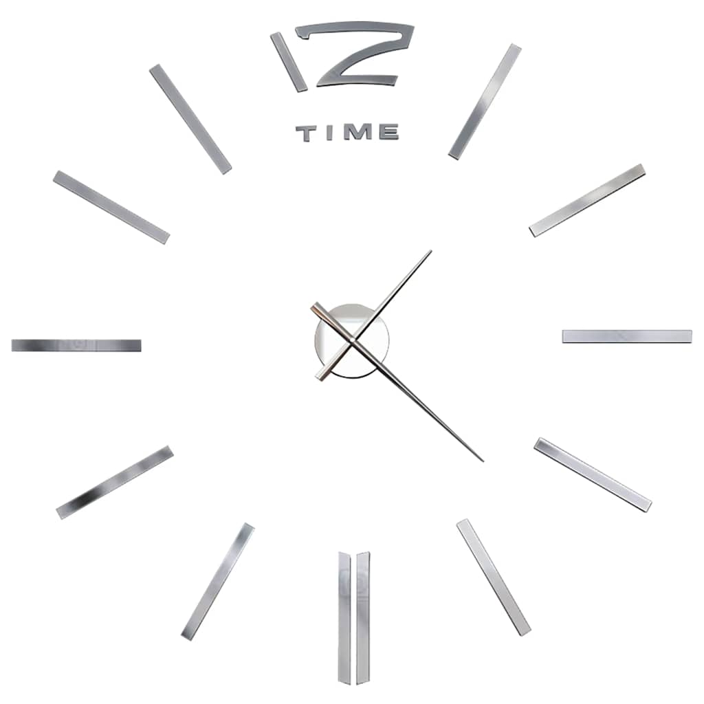 Reloj De Pared 3D Con Diseño Moderno 100 Cm Xxl Plateado