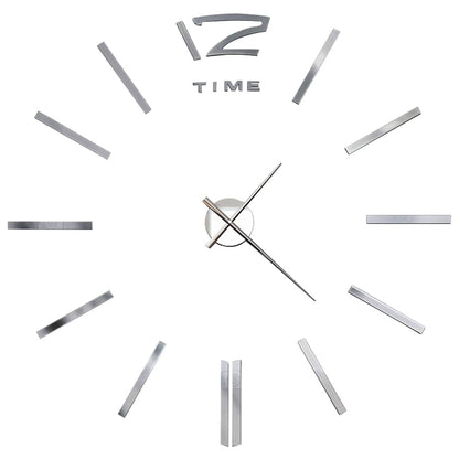 Reloj De Pared 3D Con Diseño Moderno 100 Cm Xxl Plateado
