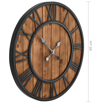 Reloj De Pared Vintage Movimiento Cuarzo Madera Metal 60 Cm Xxl