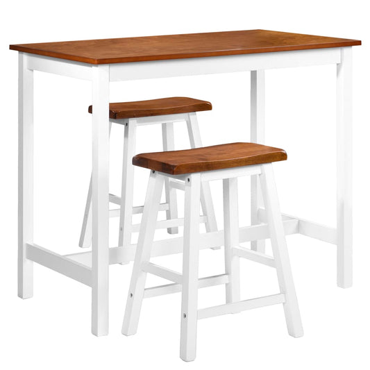 Set De Mesa Y Taburete De Bar 3 Piezas Madera Maciza