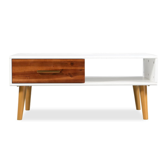 Mesa De Centro De Madera Maciza De Acacia 90X50X40 Cm