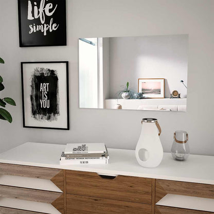 Espejo De Pared Con Luces Led Cuadrado De Vidrio
