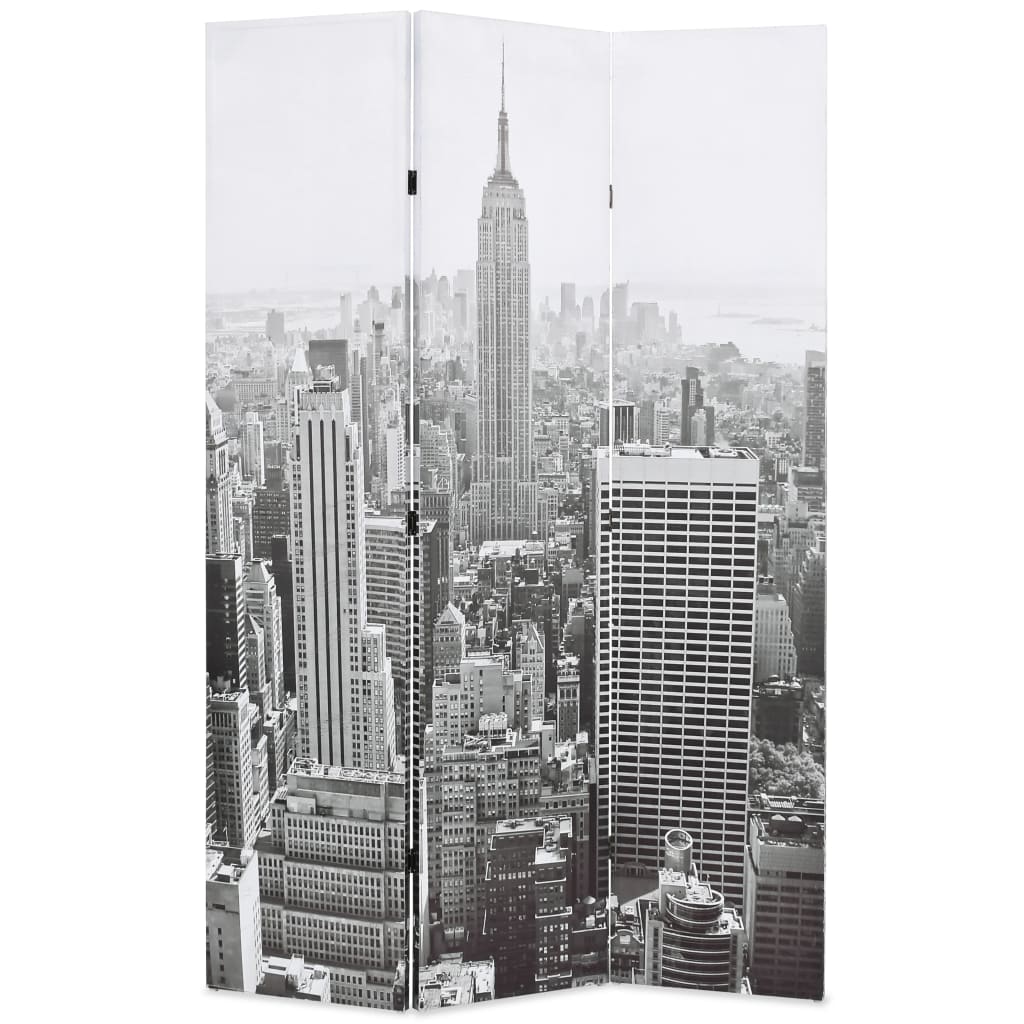 Biombo Divisor Plegable Nueva York Blanco Y Negro