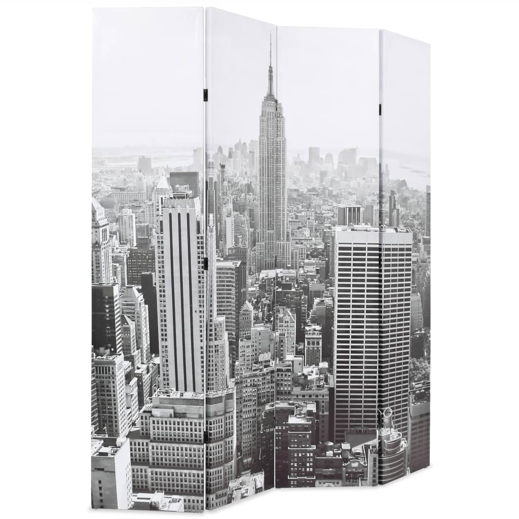 Biombo Divisor Plegable Nueva York Blanco Y Negro