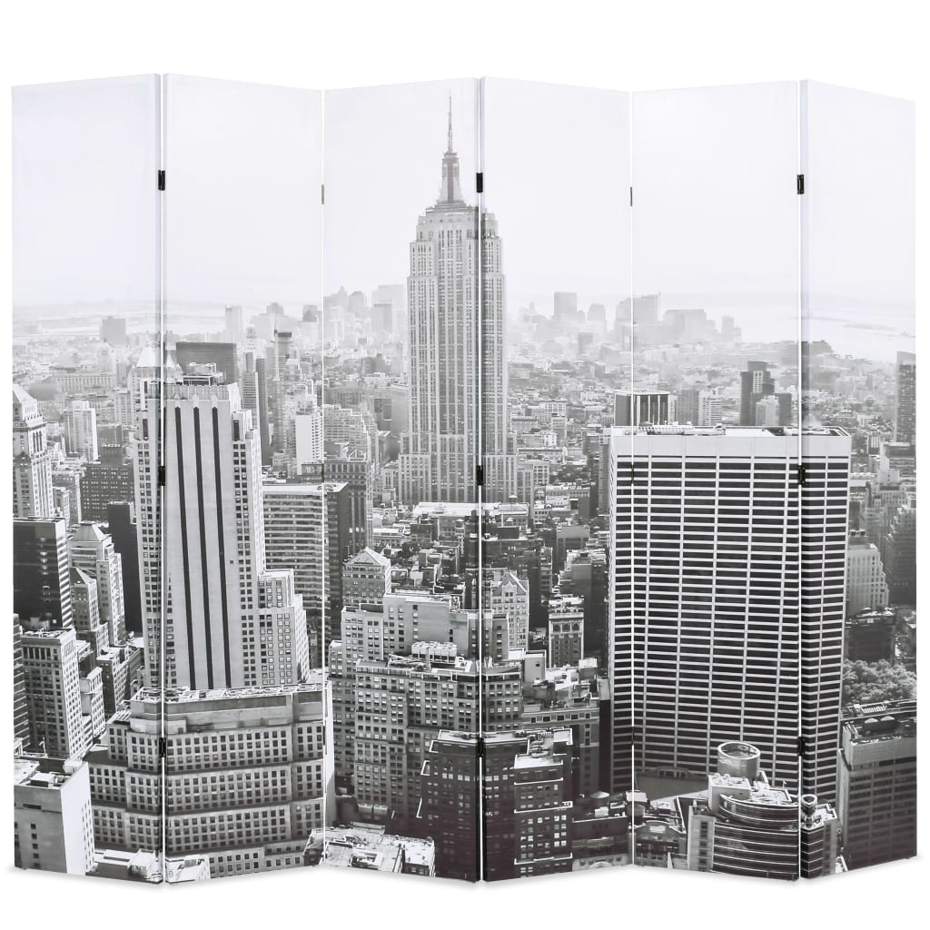 Biombo Divisor Plegable Nueva York Blanco Y Negro