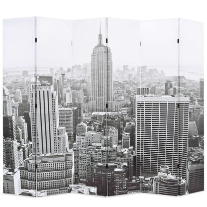 Biombo Divisor Plegable Nueva York Blanco Y Negro