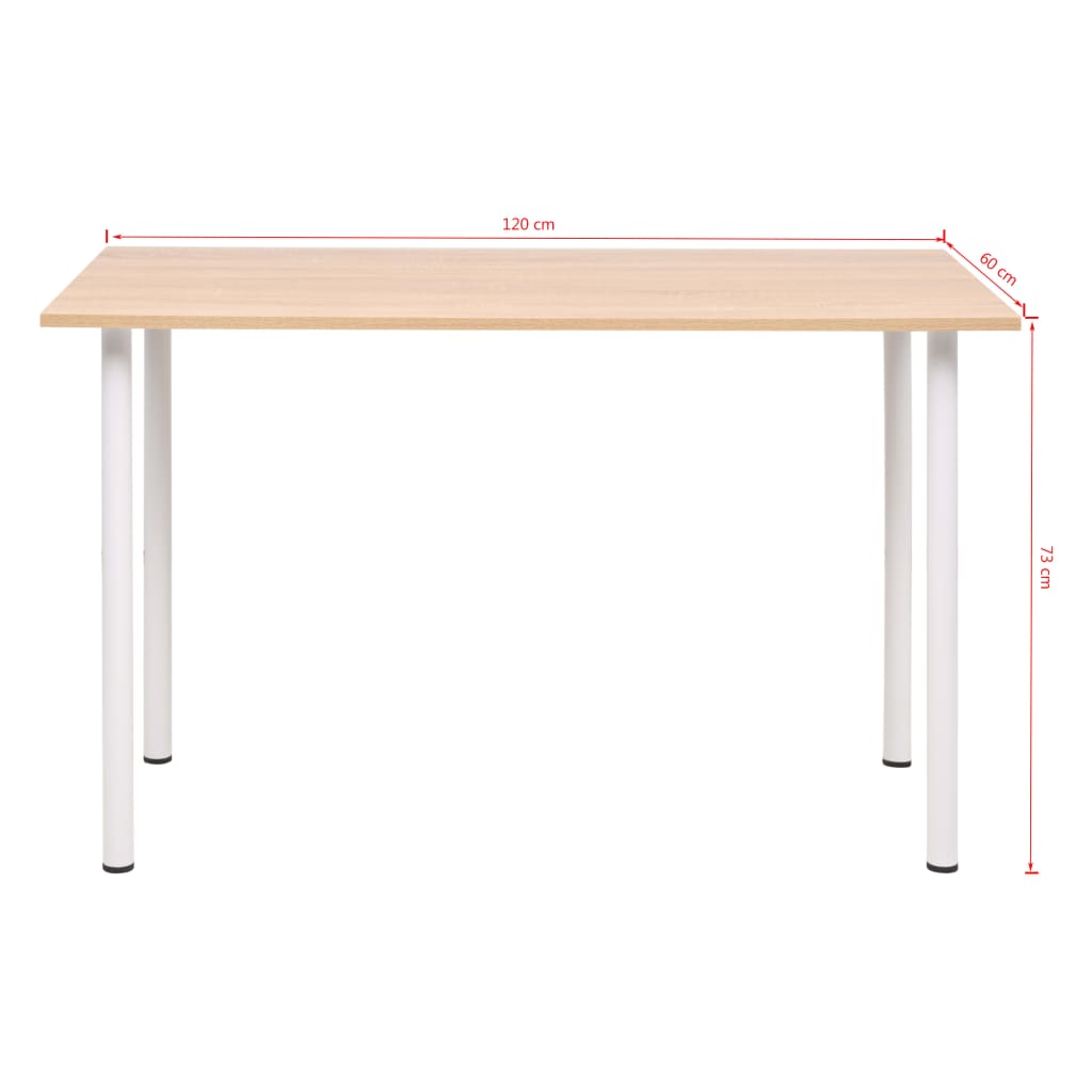 Mesa De Comedor 120X60X73 Cm Color Roble Y Blanco