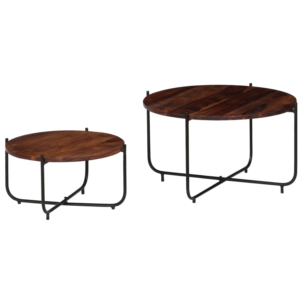 Set De Mesas De Centro 2 Uds Madera Maciza De Acacia 60X35 Cm