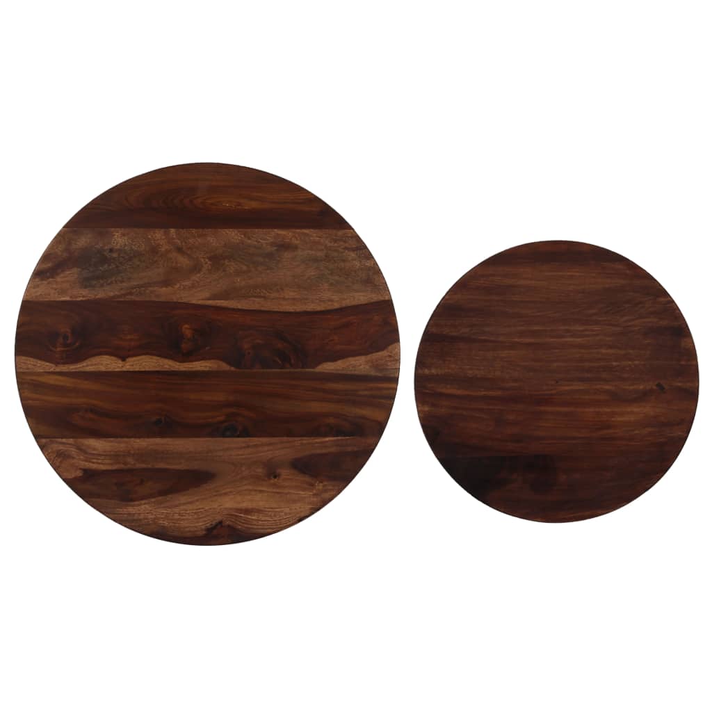Set De Mesas De Centro 2 Uds Madera Maciza De Acacia 60X35 Cm