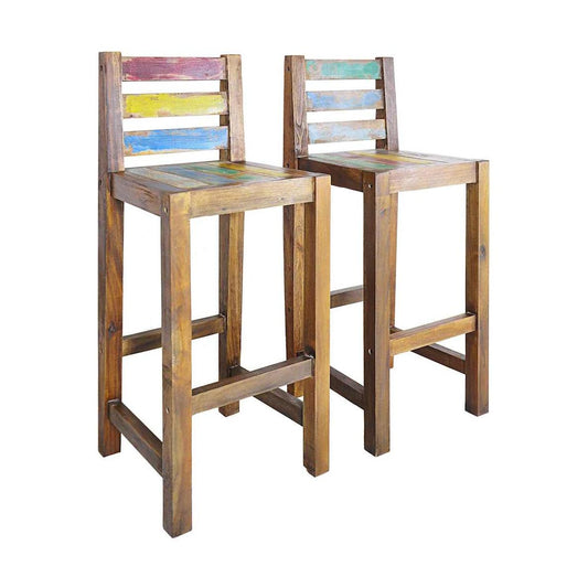 Taburetes De Cocina 2 Unidades Madera Maciza Reciclada