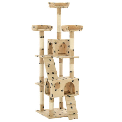 Rascador Para Gatos Poste De Sisal 170 Cm Huellas Beige