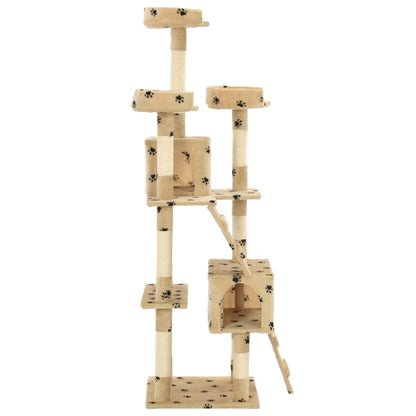 Rascador Para Gatos Poste De Sisal 170 Cm Huellas Beige