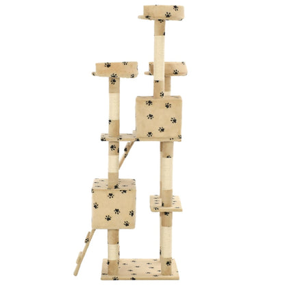 Rascador Para Gatos Poste De Sisal 170 Cm Huellas Beige
