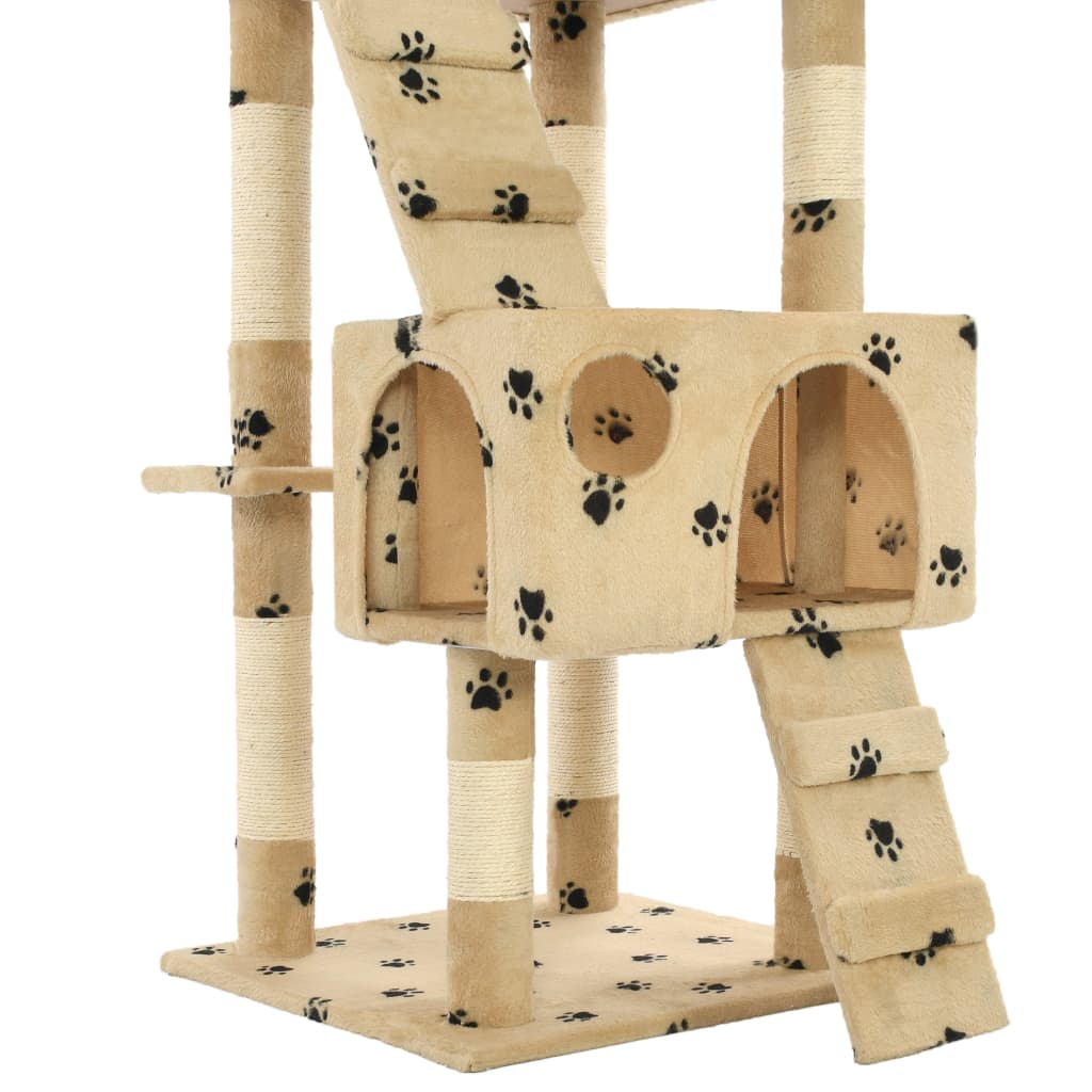 Rascador Para Gatos Poste De Sisal 170 Cm Huellas Beige
