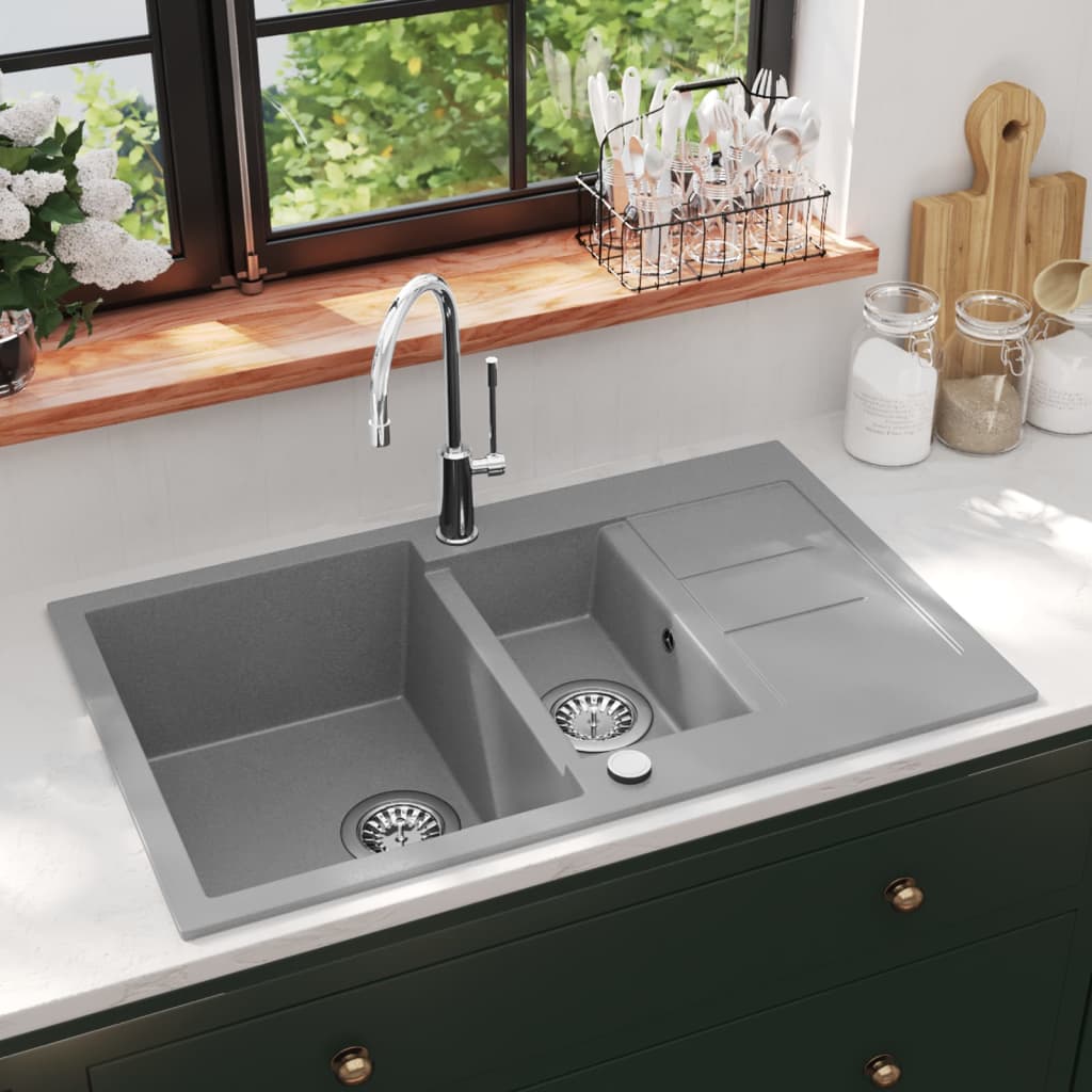 Fregadero De Cocina Con 2 Senos Granito