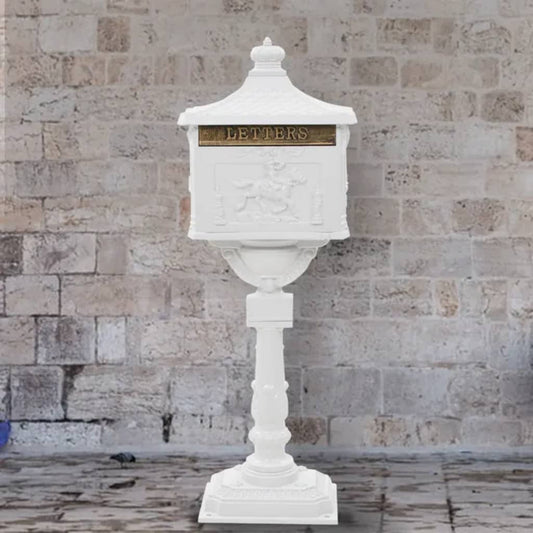 Buzón De Pedestal De Aluminio Estilo Vintage Inoxidable