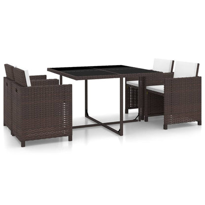 Set De Comedor Jardín 5 Pzas Y Cojines Ratán Sintético