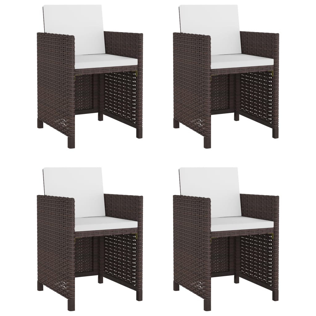 Set De Comedor Jardín 5 Pzas Y Cojines Ratán Sintético