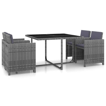 Set De Comedor Jardín 5 Pzas Y Cojines Ratán Sintético
