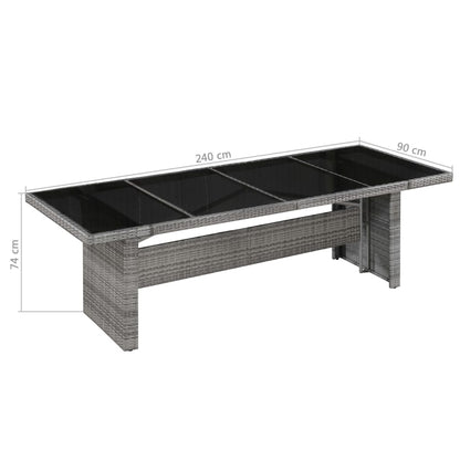 Mesa De Jardín Ratán Sintético Y Vidrio 240X90X74 Cm