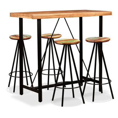 Set De Muebles De Bar 3 Piezas Acacia Y Madera Reciclada