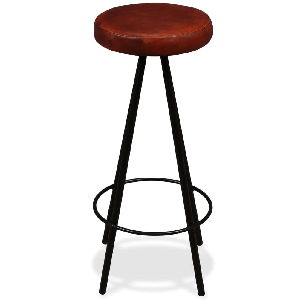 Set Muebles De Bar 5 Pzas Madera Maciza Reciclada Cuero Genuino