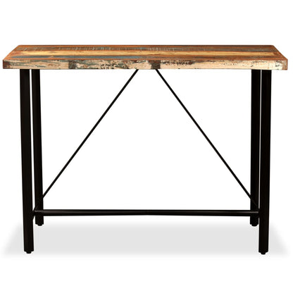 Set Muebles De Bar 5 Pzas Madera Maciza Reciclada Cuero Genuino