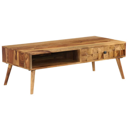 Mesa De Centro Madera Maciza Acacia Acabado Miel 110X50X37 Cm