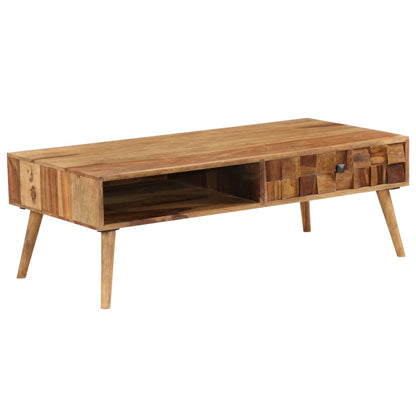 Mesa De Centro Madera Maciza Acacia Acabado Miel 110X50X37 Cm